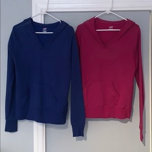 Blue & Pink V Neck Soffe Hooded Sweatshirts